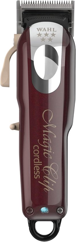 Wahl Cordless Magic Clip tondeuse in bordeauxrood met chromen hendel en 8 opzetkammen