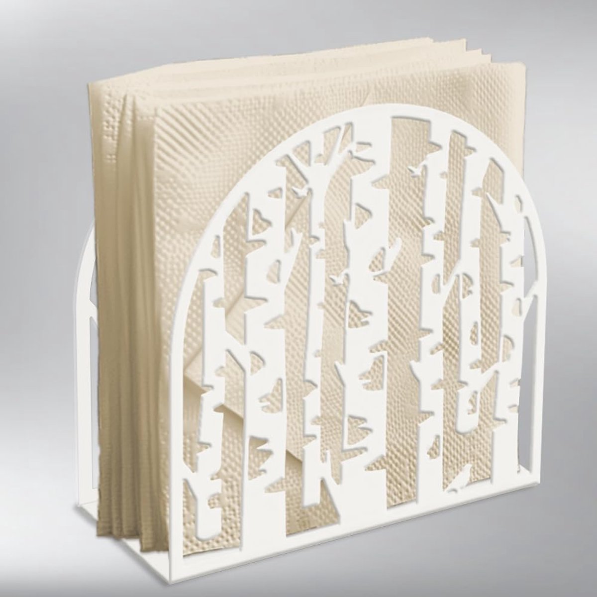 Servethouder Metaal - Papierhouder Keuken - Keuken Ordenen - Berkenbos Design - 15x15x5 cm - Wit