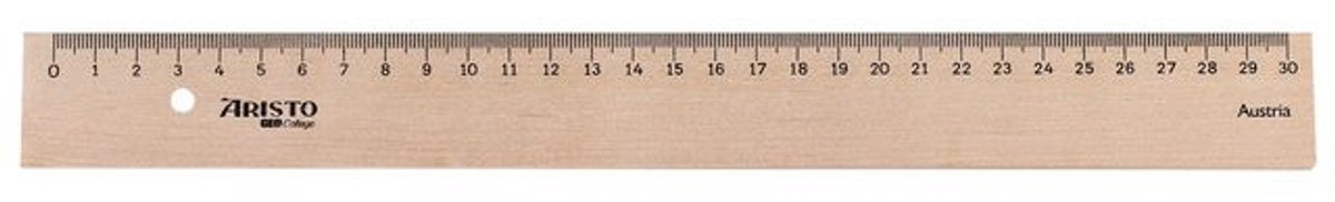 Aristo liniaal - GEOCollege - lengte 30cm - mm/cm schaalverdeling - berkenhout met metaalinleg - AR-23330