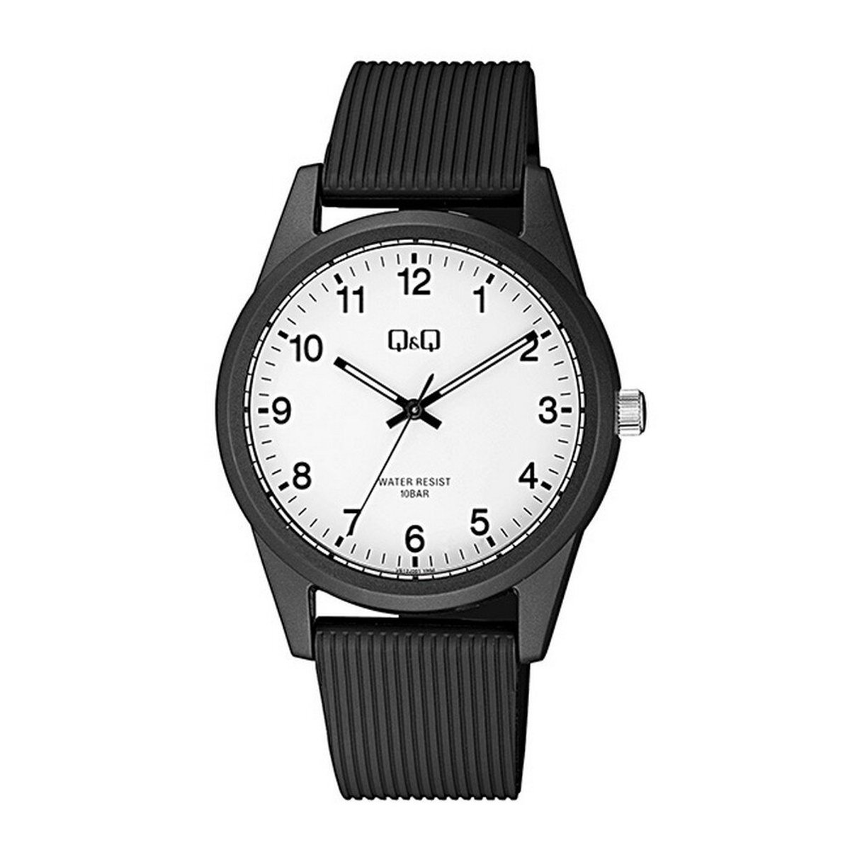 QQ VS12J001Y - Horloge - Polshorloge - Sport - Analoog - Unisex - Plastic band - Rond - Cijfers - Kunststof - Zwart - Wit - 10 ATM