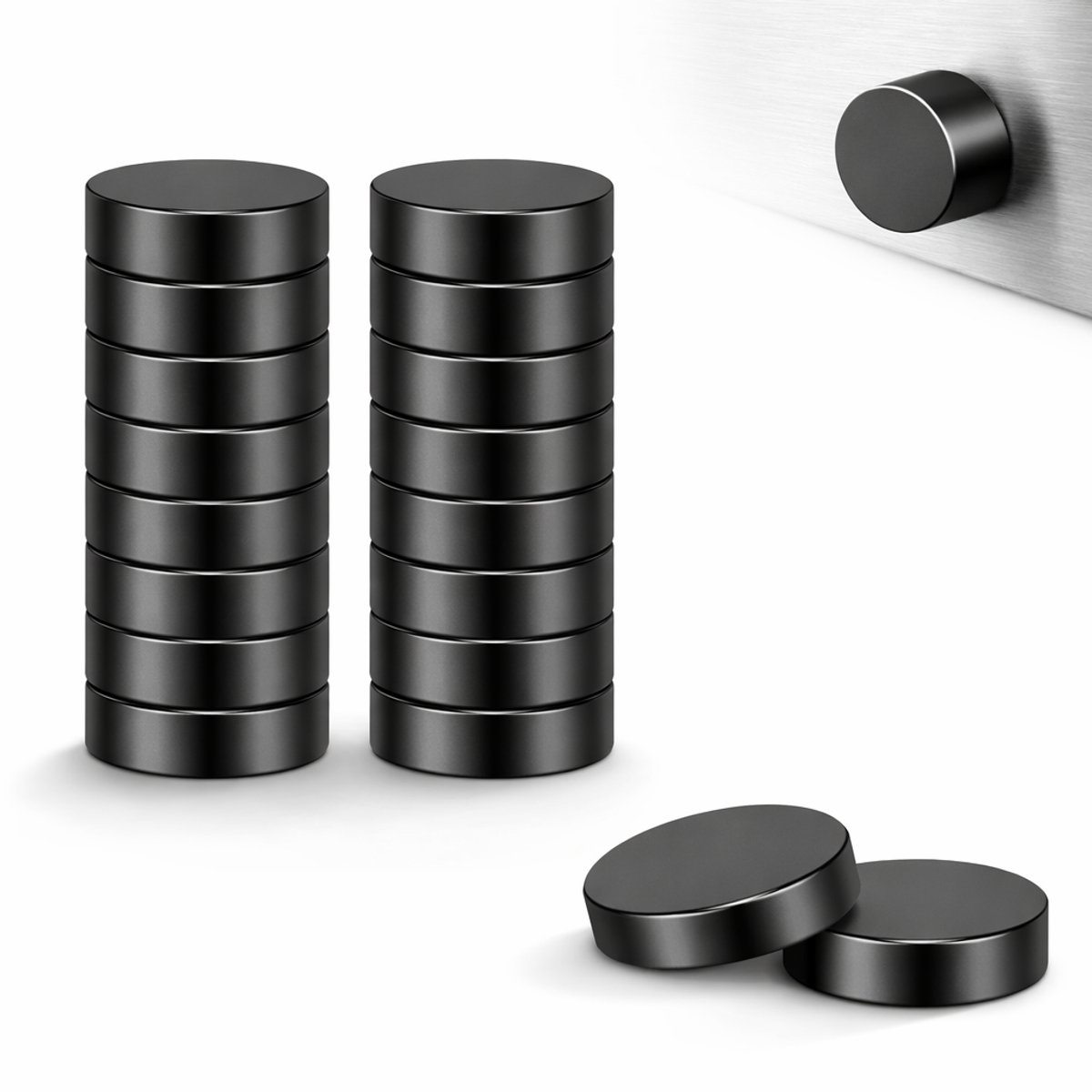 Brute Force - Platte Sterke Magneten - Rond - 10 x 5 mm - Koelkast magneten - 20 Stuks Zwart