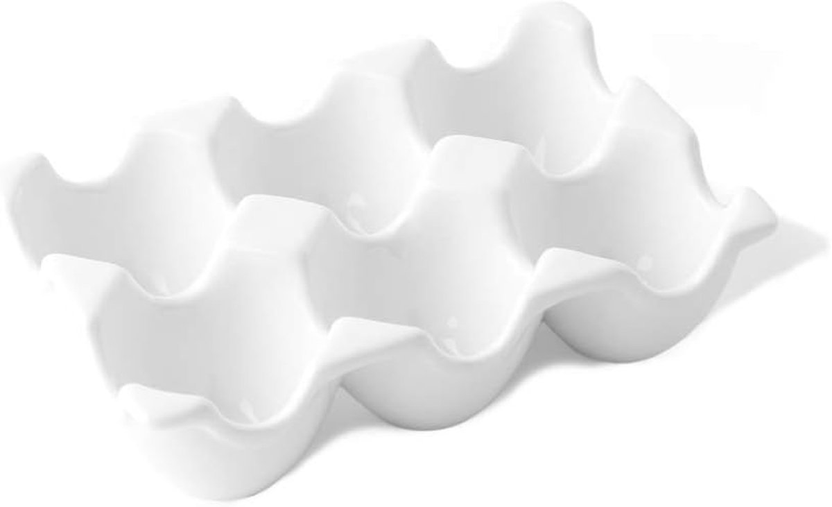 Eierdrager Snack Line - Eierdoos - Ontbijt Serveren - Vaatwasserbestendig - 15x10x4 cm - Wit