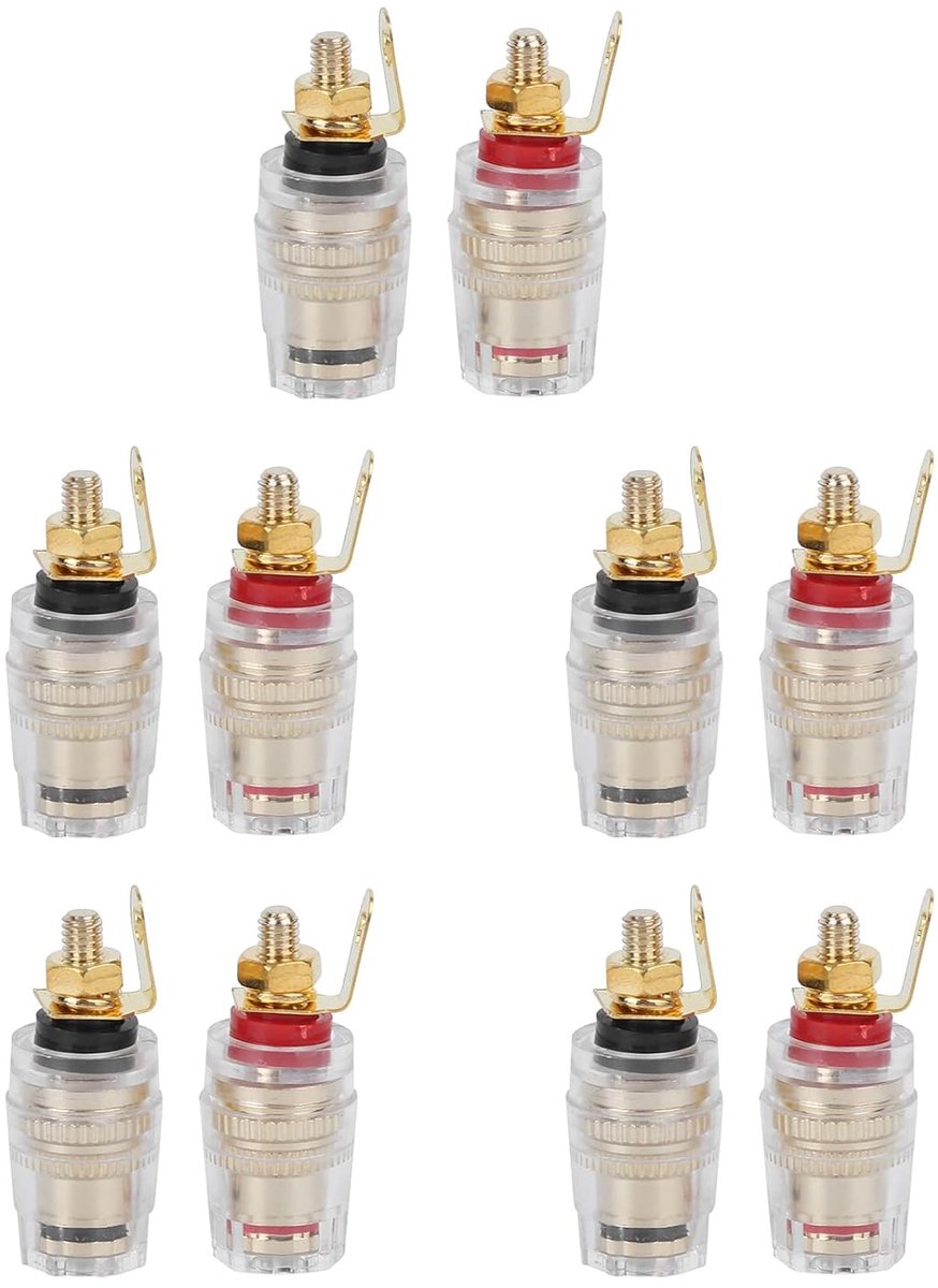 Luidsprekeraansluiting 10 Stuks - Audio Adapter - Versterker Aansluiten - Vergulde Connectoren - 4 Mm Plug - Brons