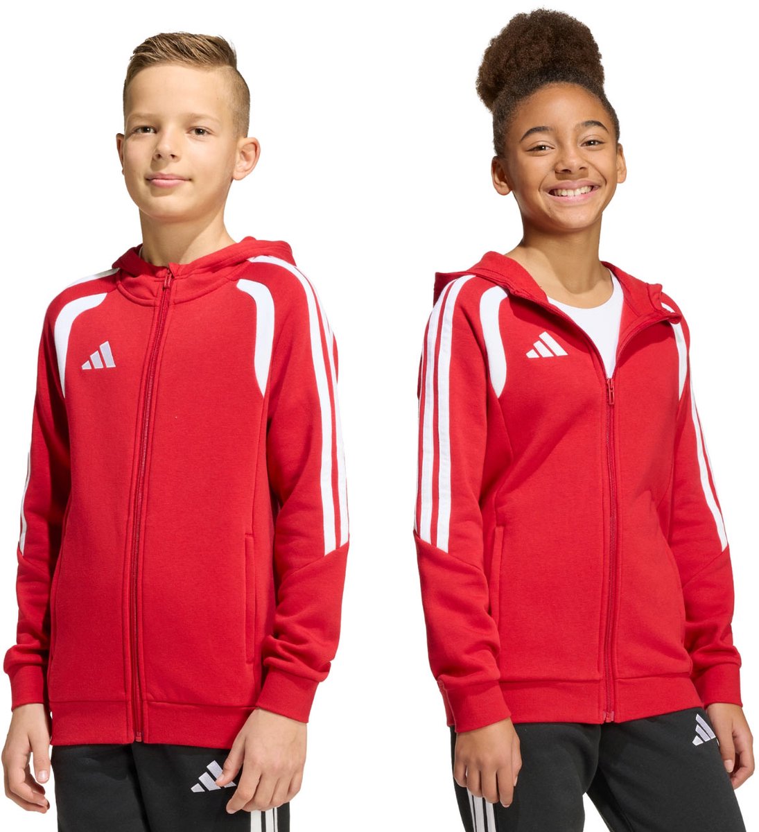 adidas Sweater Kinderen Tiro 26 League Sweat Full Zip Hoodie Rood - Maat 128cm