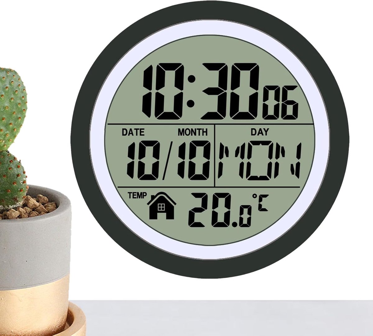 Digitale Wandklok - Badkamerklok - Tijd & Temperatuur - Waterdicht Ontwerp - 7.6cm Breed - Zwart