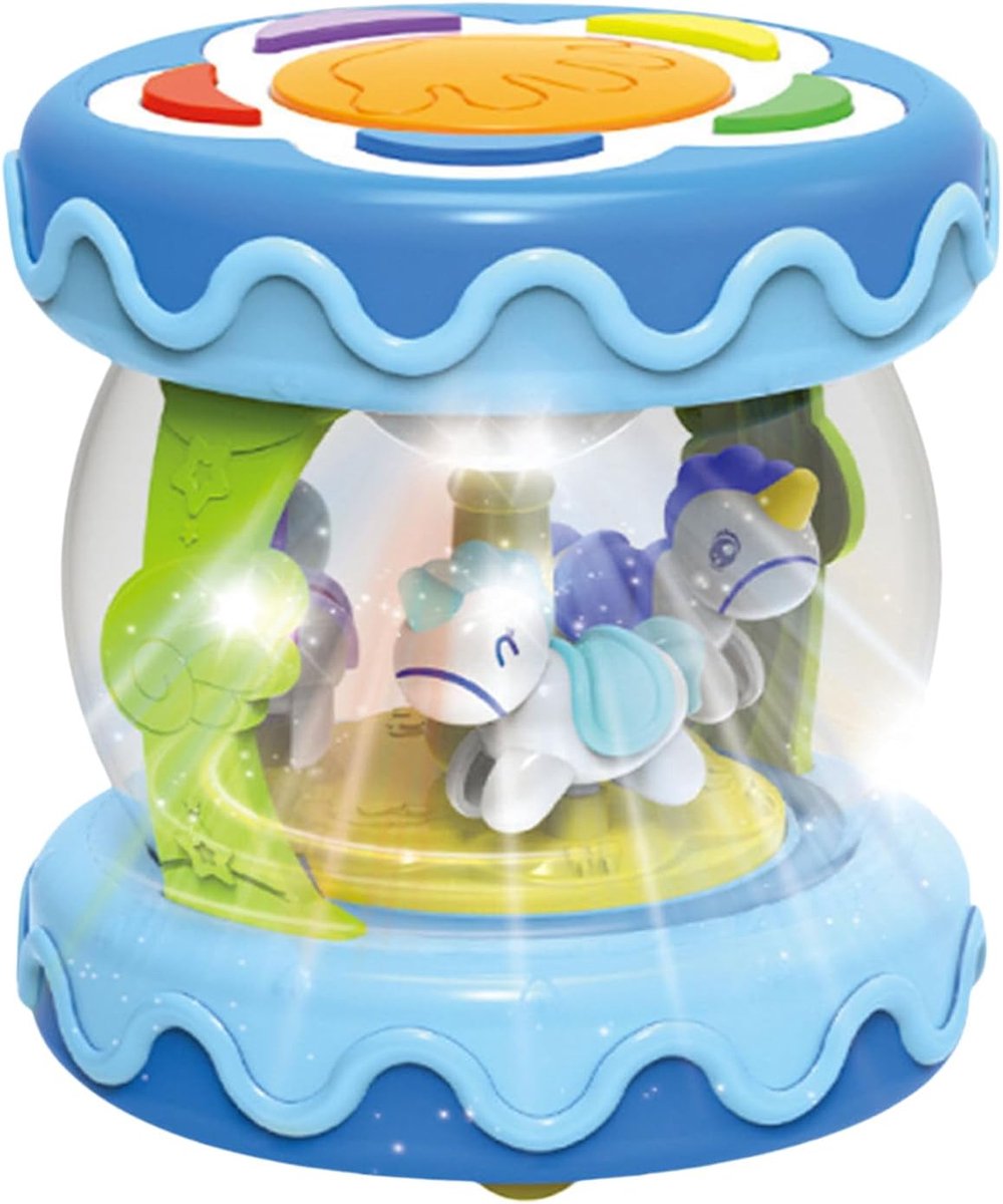 Muzikale Trommel - Roterend Speelgoed - Interactief Leren - Oog-hand Coördinatie - 20 cm - Blauw