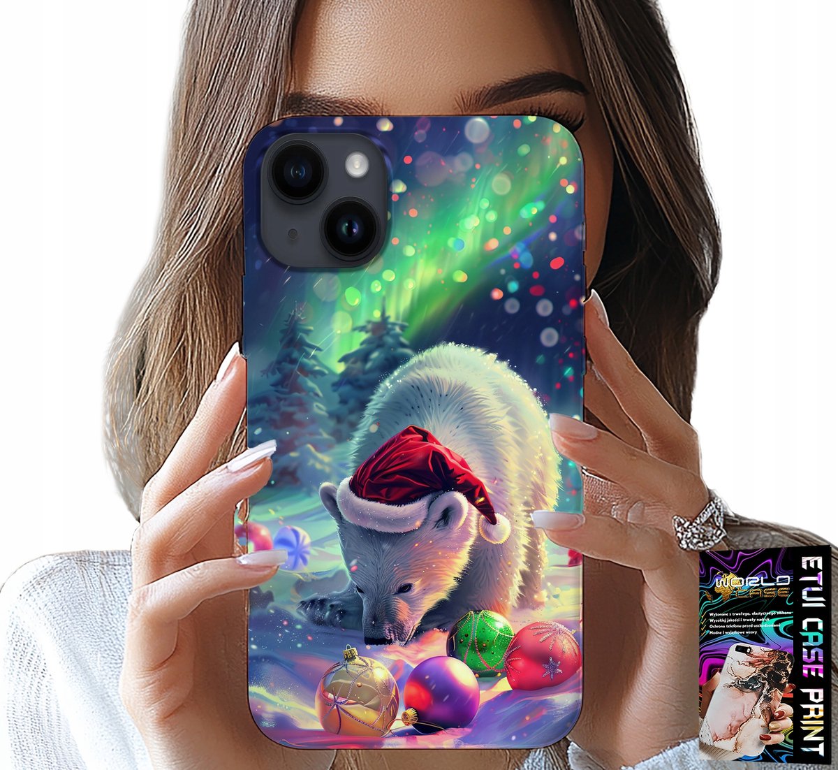 HOESJE VOOR IPHONE 13 - HOESJE MET KERSTBEER EN FOLIE