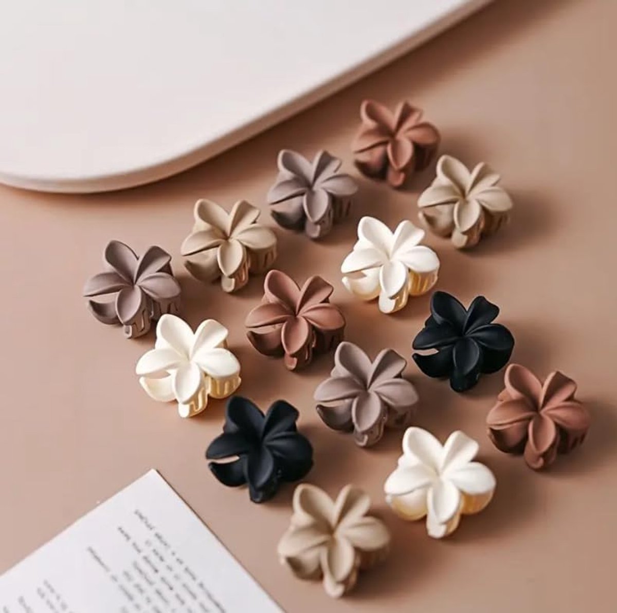 Bloem Haarklemmen - Bloem Clips - Haar Styling - Set van 20 stuks - 25 cm - Neutrale kleuren