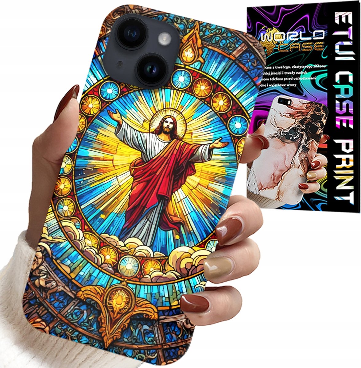 HOESJE VOOR IPHONE 14 PLUS - JEZUS CHRISTENDOM RELIGIE + GLAS
