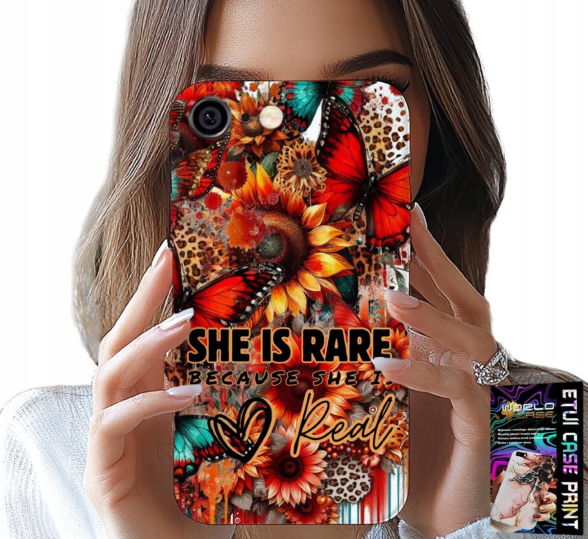iPhone hoesje (6 Plus) - Ze is zeldzaam, zonnebloemen, bloemen, vlinders