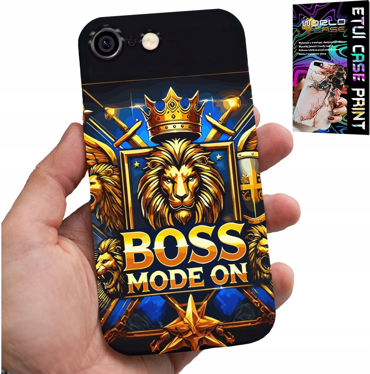 HOESJE VOOR IPHONE (6 PLUS) - BOSS LEEUW MET KROON OP DE WIJZERPLAAT + FOLIE