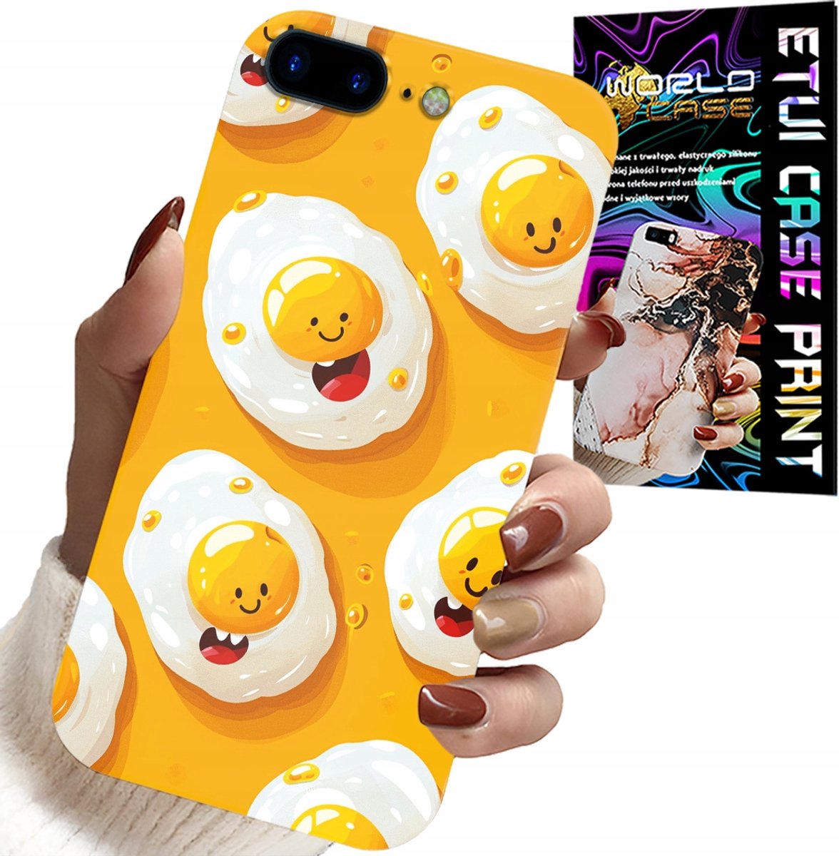 HOESJE VOOR IPHONE (7 PLUS) - HOESJE MET ZOETE LACHENDE EIEREN + FOLIE