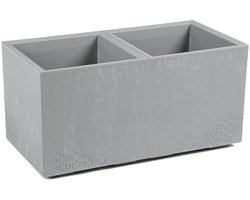 HowHomely Betonique Serie - Rechthoekige Bloempot - Grijs - Imitatie Beton - Op Wielen