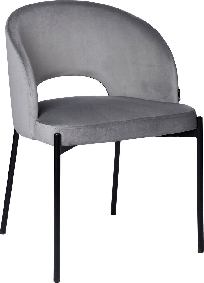 ExitoDesign SIENA - Eetkamerstoel - Grijs - Weluurtapijt - Metalen Stela
