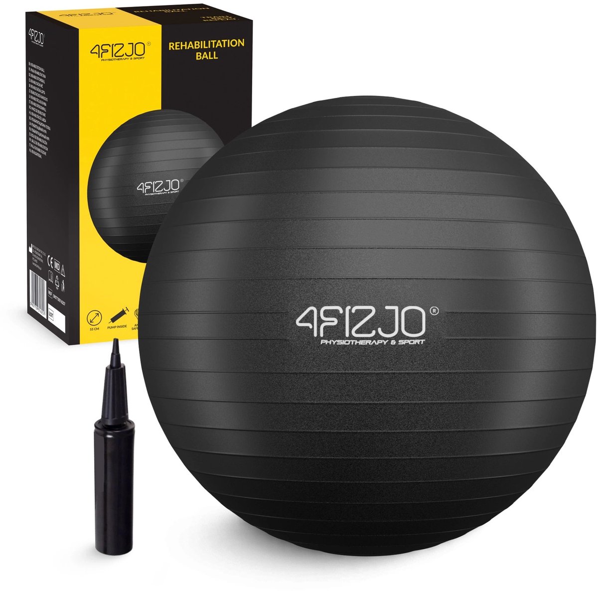 4FIZJO Reh Ball - Revalidatie Bal - 85cm - PVC Materiaal - Anti-burst Systeem