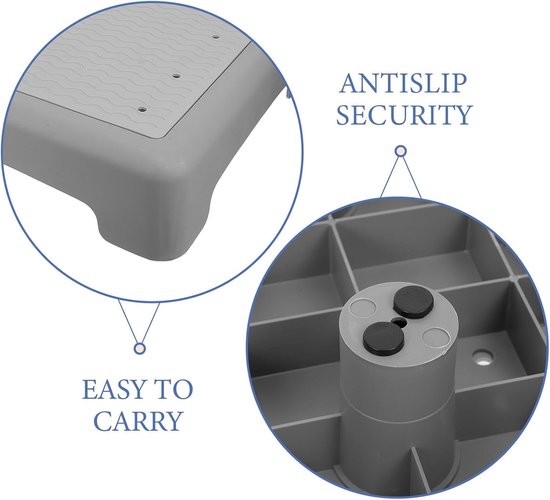 Antislip Badkruk - Opstapje Stabiliteit - Valpreventie Badkamer - Extra Breed Platform - 43 x 33.5 cm - Lichtgrijs — afbeelding 5