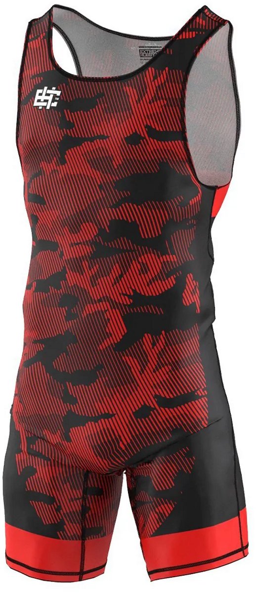 Extreme Hobby HAVOC - Kinder worstelpak - 4-way stretch lycra - UWW goedgekeurd - Rood maat 116