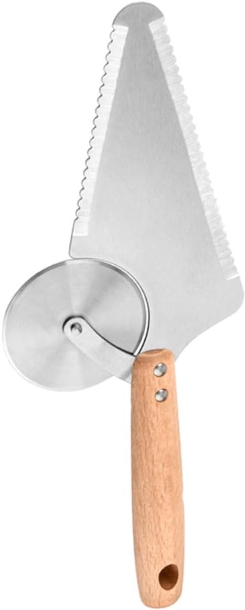 Pizzaschep - Taartschep Spatel - Keuken Gebruik - Roestvrij Staal Hout - 29.5 cm - Zilver