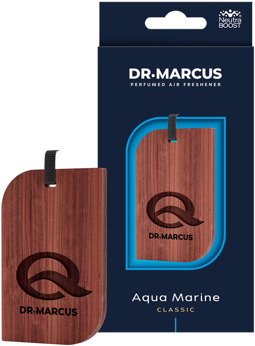 Dr. Marcus Premium Wood Classic Auto Luchtverfrisser Aqua Marine – Houten Geurhanger – Langdurige Frisse Geur – Neutraliseert Geuren [DRM50538]