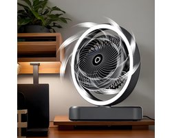Stille Tafelventilator - Persoonlijke Koeler - Bureau Verkoeling - Sfeerverlichting Ingebouwd - 232 cm Breed - Zwart