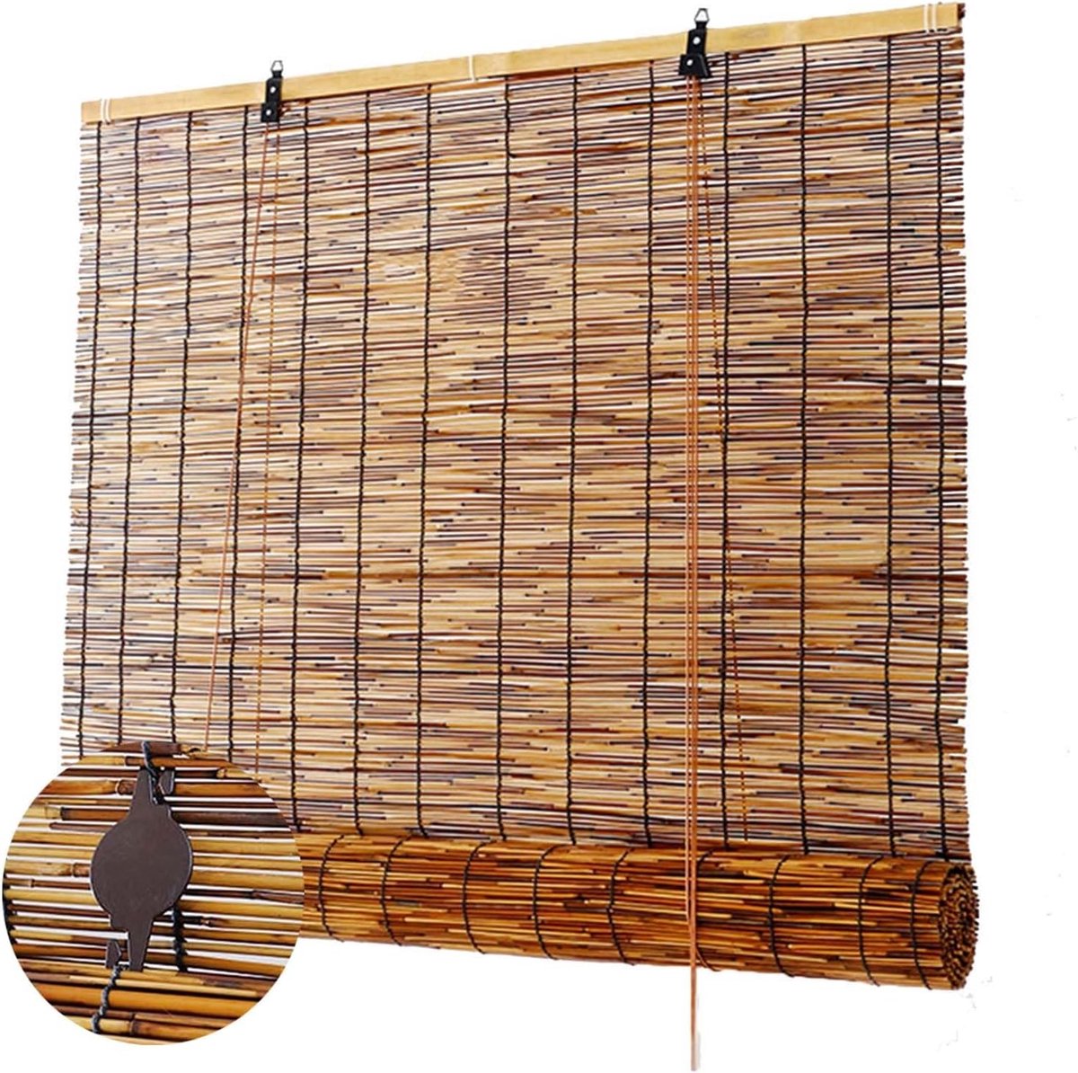 Bamboe Rolgordijn - Natuurlijk Zonnescherm - Buiten Leven - Ademend Materiaal - 65x220cm