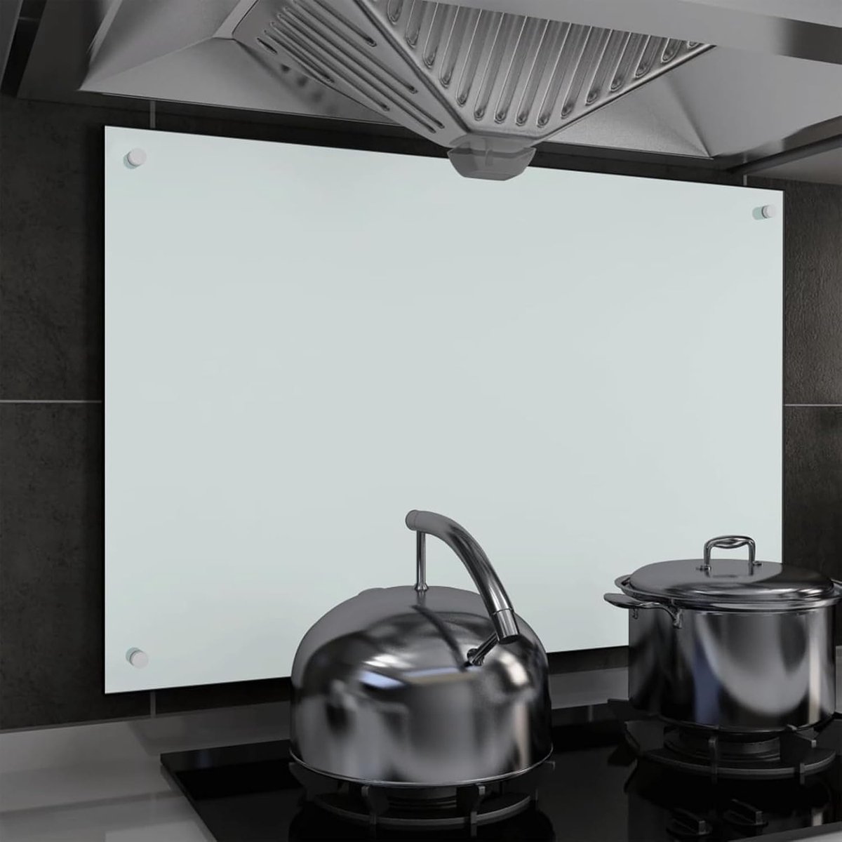 Keuken achterwand - Spatbescherming muur - Koken beschermen - Gehard glas - 90x60 cm - Wit