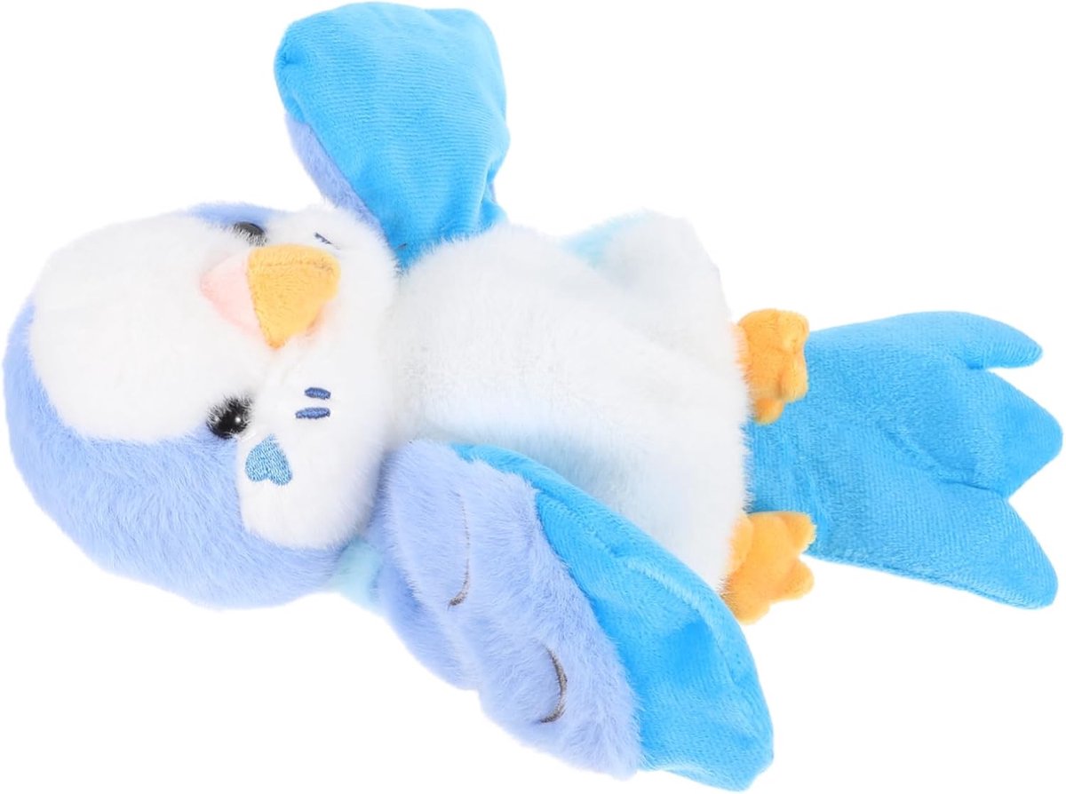Papegaai Handpop - Pluche Dier - Verhalen Vertellen - Zachte Stof - 30 cm - Blauw