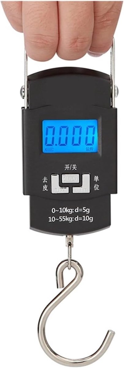 Digitale Hangweegschaal - Bagageweegschaal - Reizen en Vissen - USB Oplaadbaar - 50kg Capaciteit - Zwart