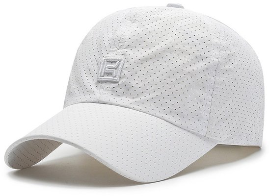 Geperforeerde Baseball Cap – Ademende, Sneldrogende Sportpet met Verstelbare Pasvorm en Zonbescherming voor Heren en Dames – Wit