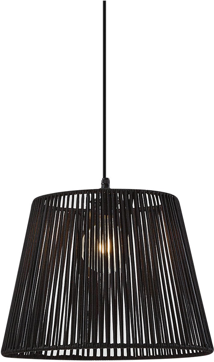 QAZQA cava - Japandi Hanglamp met kap voor buiten - 1 lichts - Ø 40 cm - Zwart - Buitenverlichting