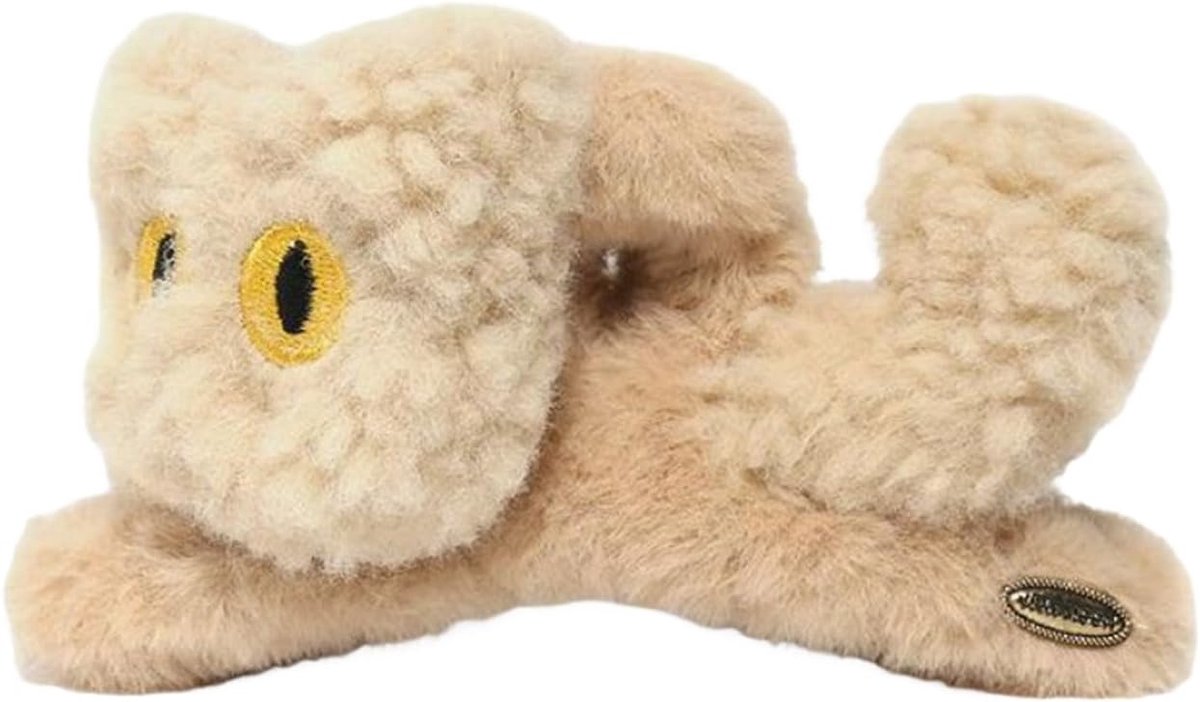 Kattenhaarclip - Pluche Klauw - Haar Arrangement - Groot 3D Fuzzy - 12 cm - Wit
