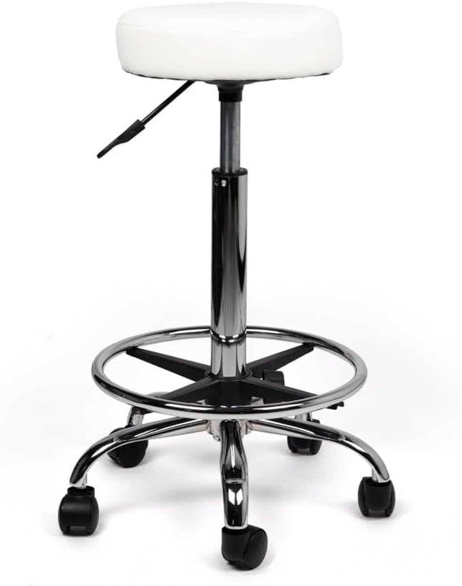 Zadelkruk - Werkkruk - Professioneel Gebruik - Verstelbare Zithoogte - 50 cm Hoog - Wit