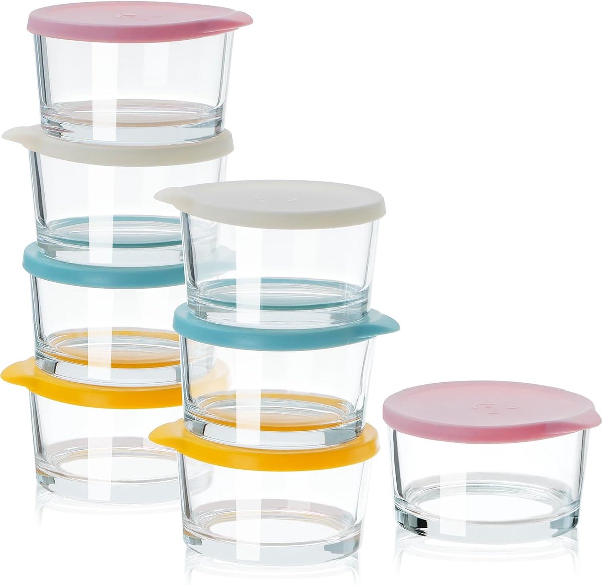 Mini kruidenkommetjes (met deksels), mini glazen kommetjes van 200 ml (voor kruiden en specerijen), glazen potjes van 8,6 x 5 cm (met deksels), 8-delige set