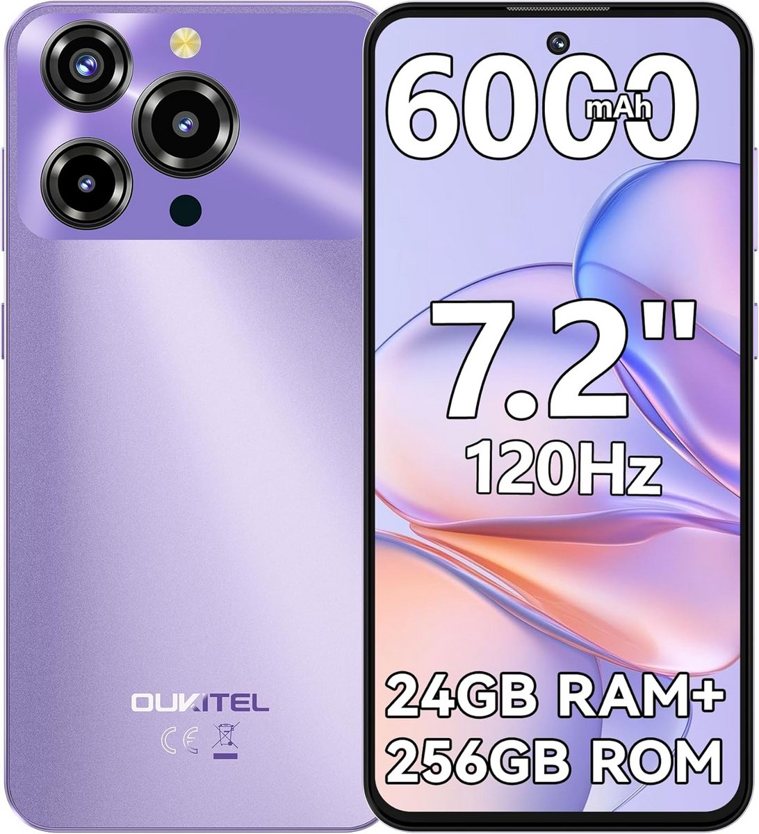 Krachtige Android 15 Smartphone 7.2 Inch HD+ Scherm 8GB RAM 256GB Opslag 5G Mobiele Telefoon
