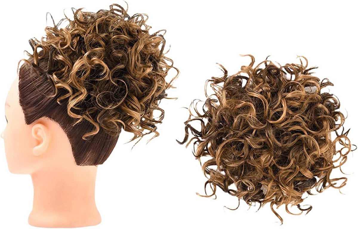 Korte Krullende Paardenstaartverlenging met Scrunchie Clip voor Direct Volume