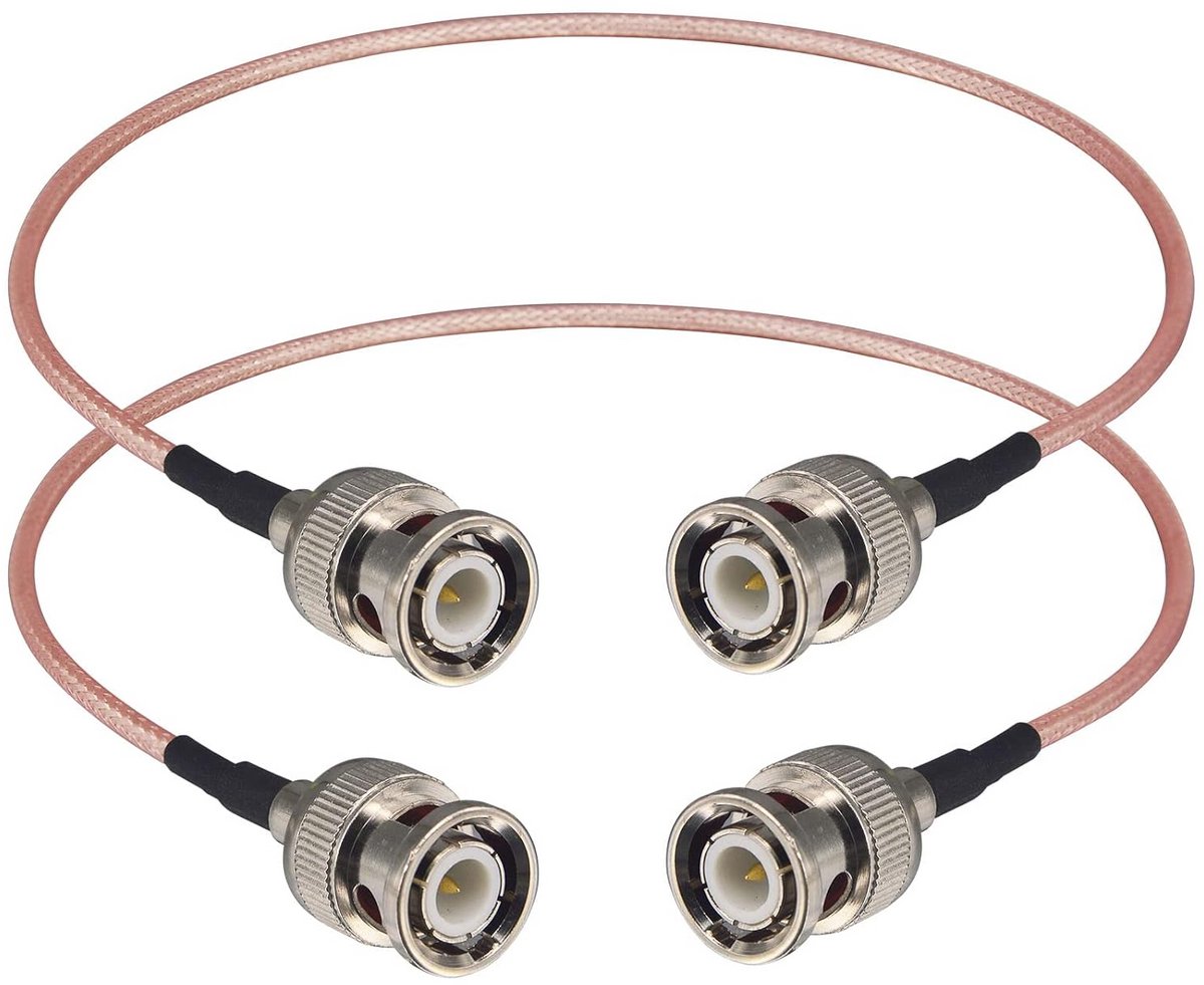 Boobrie RG316 BNC-Kabel, 30 cm, 2 Stuks - 50 Ohm Coaxkabel voor CCTV DVR Videosignalen, HD-SDI, Antenne, Draagbare Radioscanner