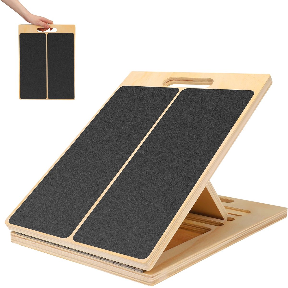 LabelOne Slant Board - Stretch Board - Stretch Plank - Fitness - 5 hellingshoeken - opvouwbaar - draagbaar - antislip - hout