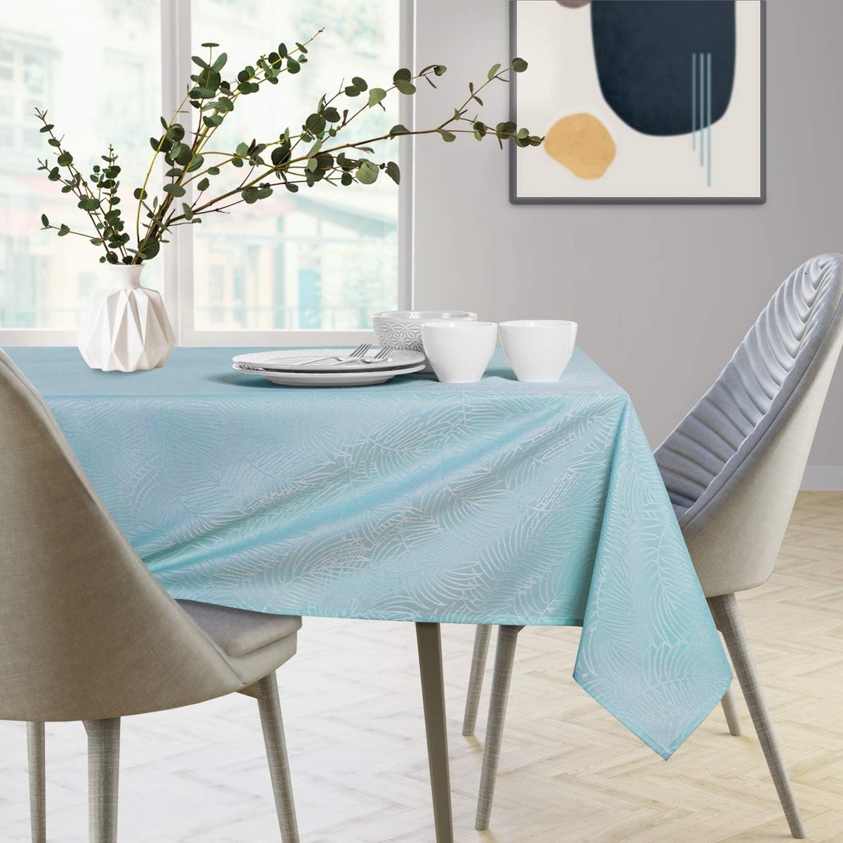 Waterafstotend Tafelkleed Linnenlook Hemelsblauw Vierkant Onderhoudsvriendelijk
