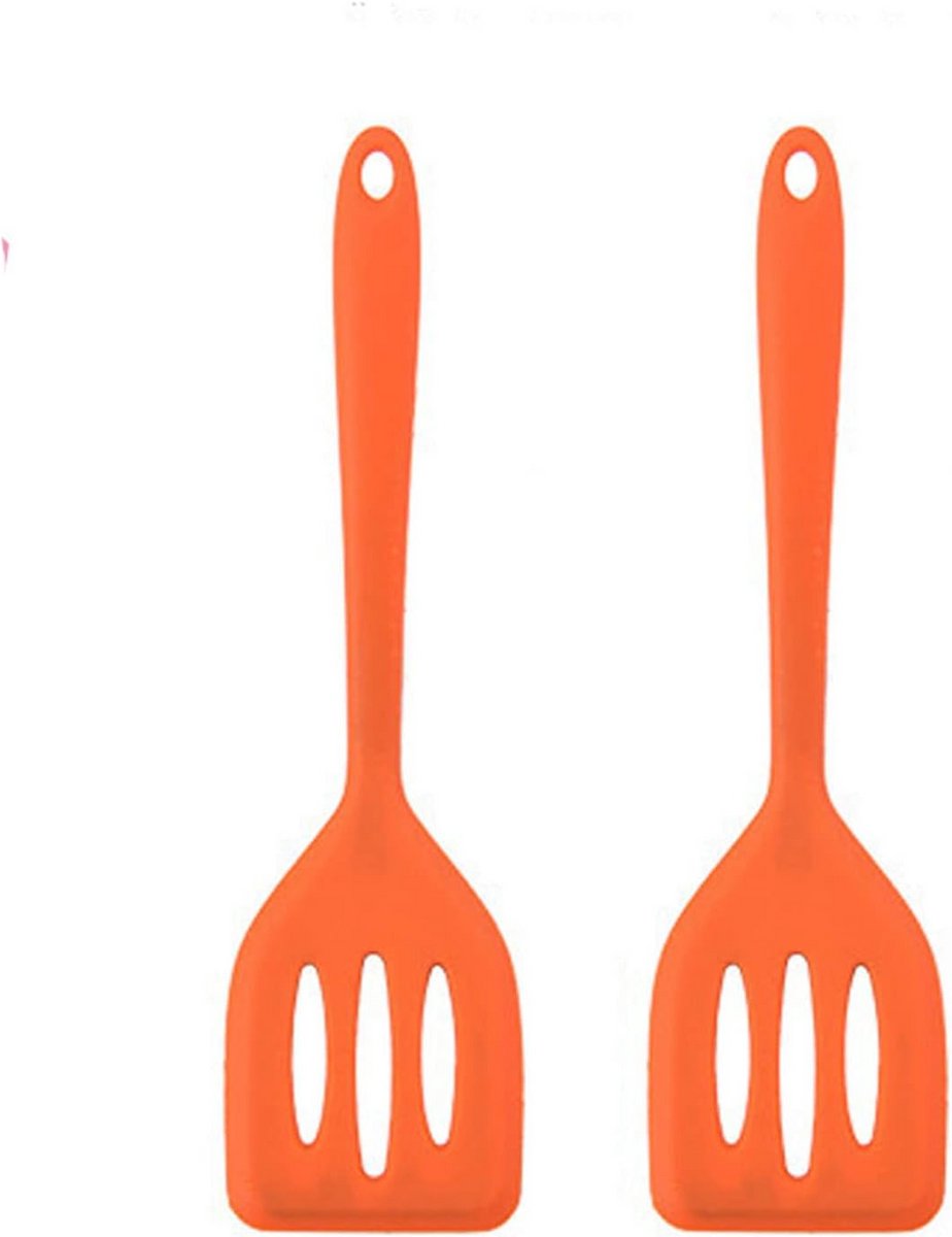 2-Pack Hittebestendige Siliconen Spatel voor Vis, Eieren en Pannenkoeken (Oranje)