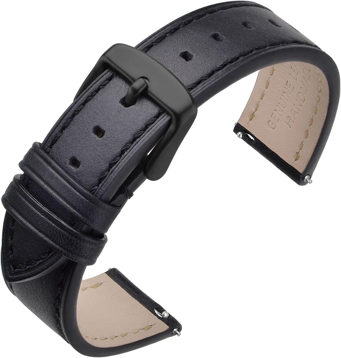 Leren Horlogeband 17mm t-m 22mm - Klassiek Model met Quick Release Roestvrijstalen Sluiting