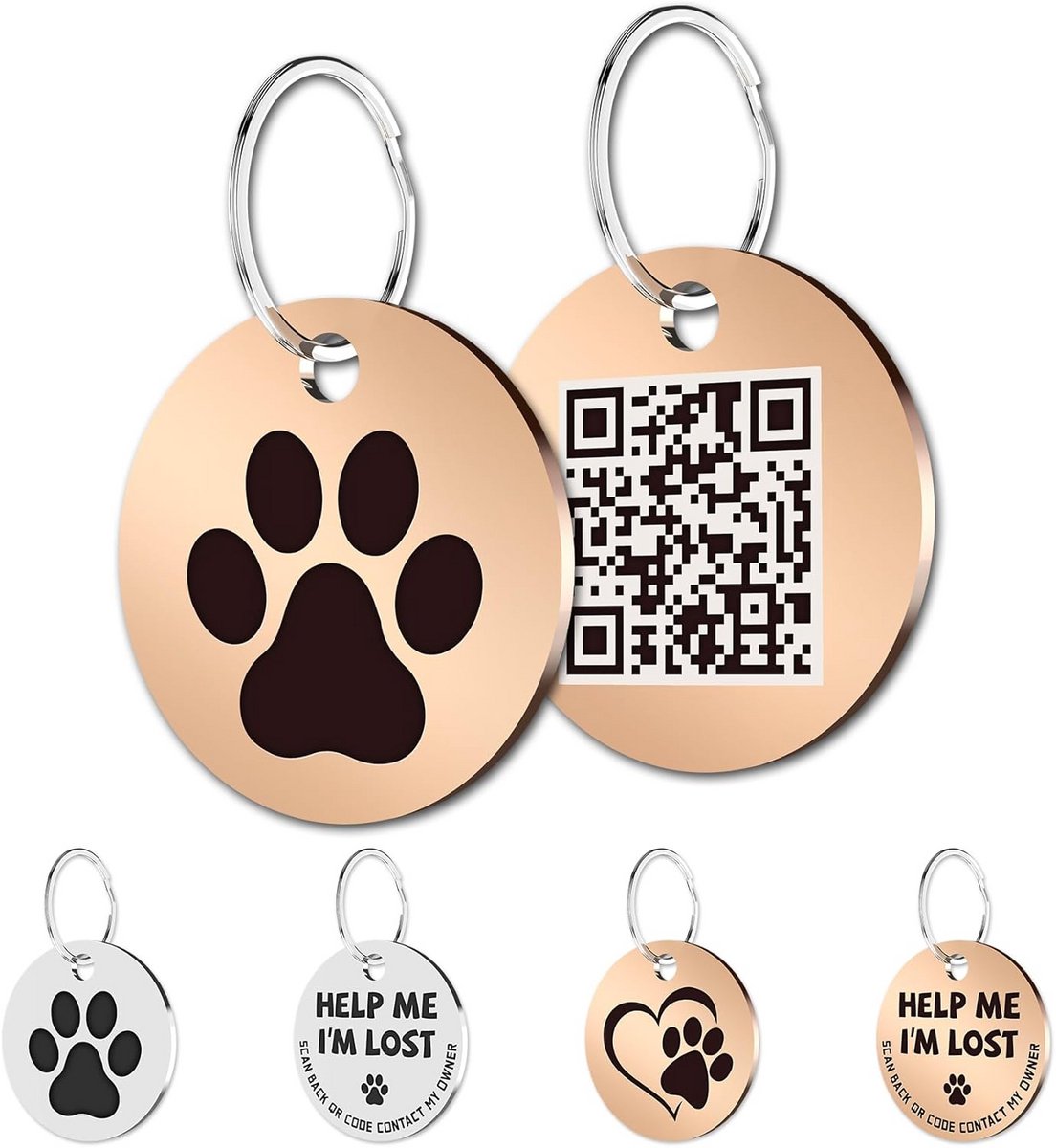 Huisdier ID Tag RVS met QR Code - Vind Uw Vermiste Hond of Kat Direct