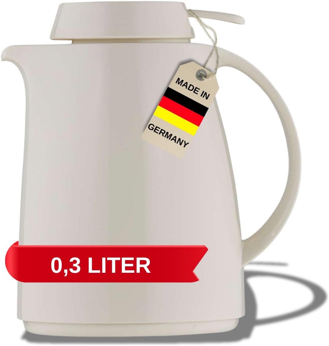 Kunststof Thermoskan Wit 0.3 Liter - Lekvrij en Bestendig