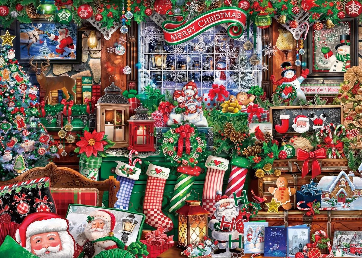 Puzzel 1000 Stukken voor Volwassenen - Groene Kerstman Thema