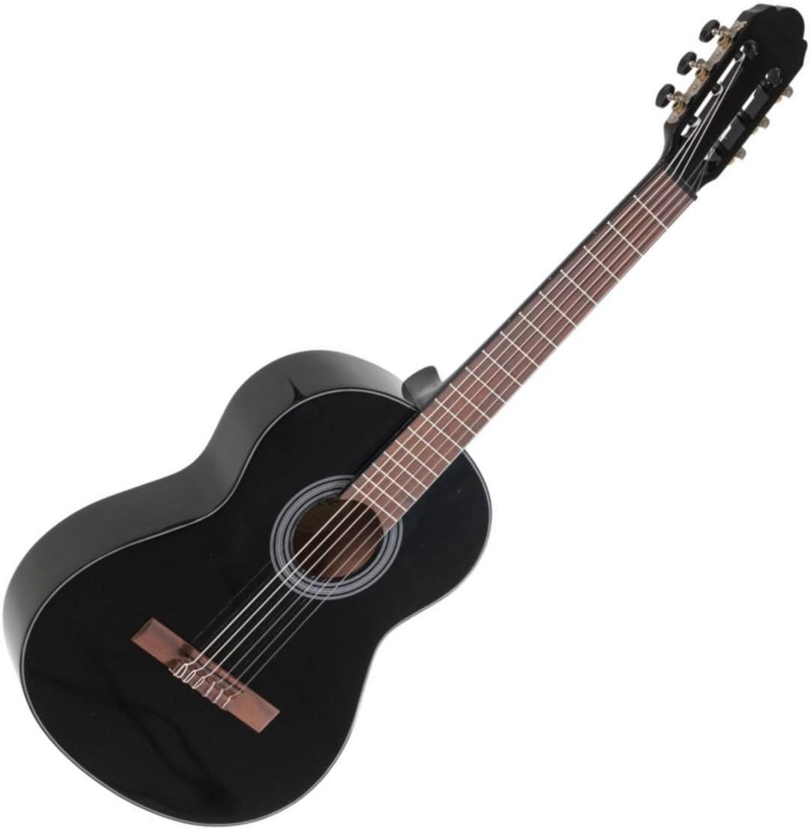 Klassieke Gitaar voor Studenten 3/4 Formaat Zwart met Sparrenhouten Bovenblad