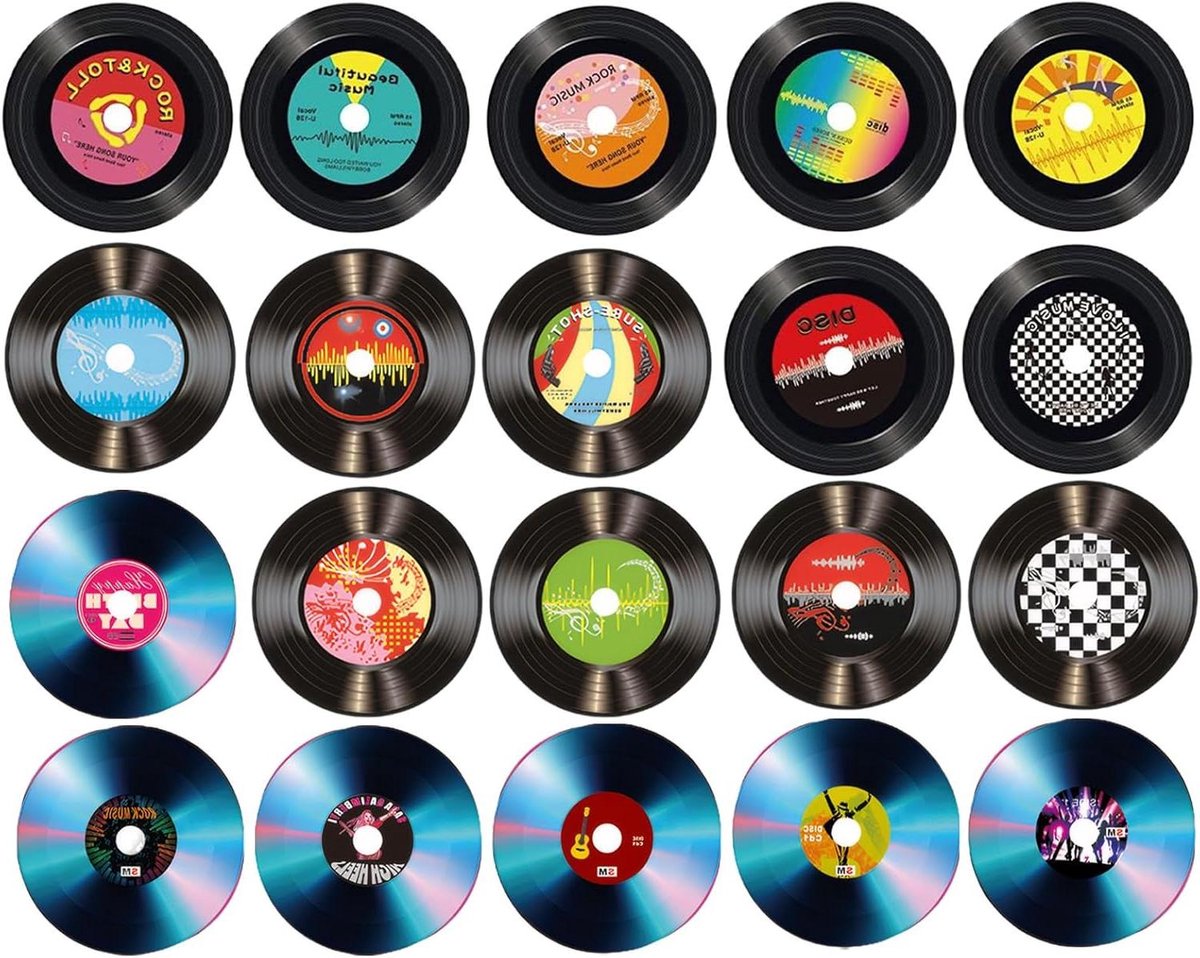 Vinyl Record Muurdecoratie Frame voor Cafe, Home en Feest - Retro Stijlvol Design in Zwart, 80s Decoratie.