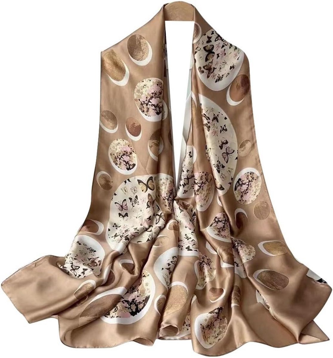 Luxe Zijden Sjaal Dames 180x90cm - Vintage Stijl Halsdoek en Hoofddoek