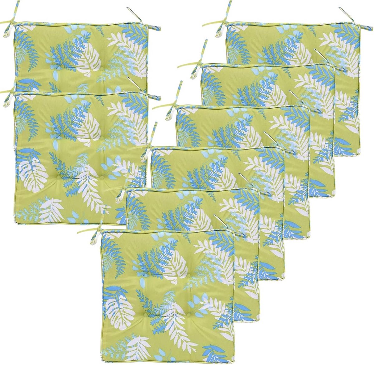 Set van 8 Vierkante Stoelkussens - Comfortabel Zitkussen voor Binnen en Buiten (Groen)
