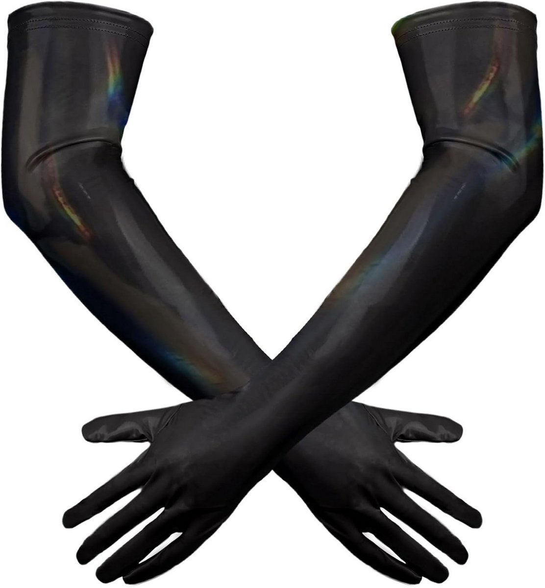 Dames Lange Glanzende Handschoenen Laklook Stretch Opera Handschoenen voor Feest en Cosplay