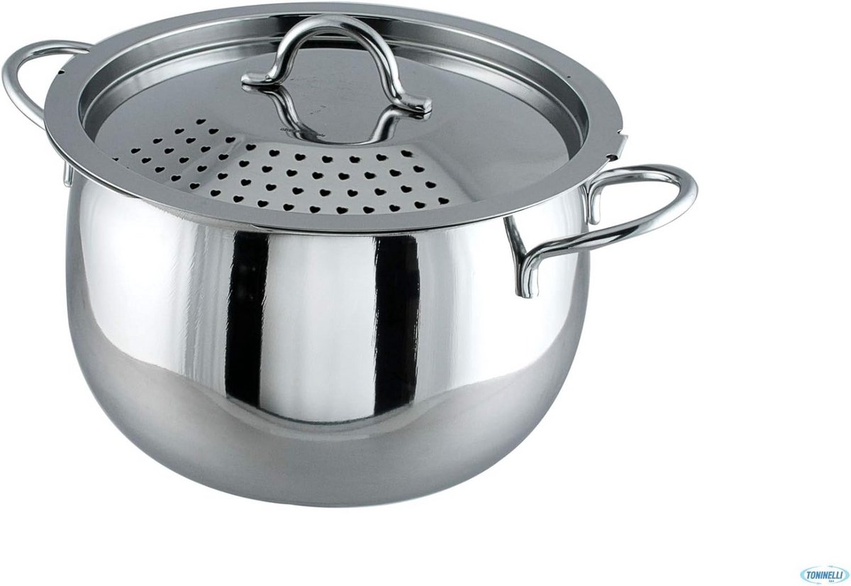 Pastapan 22 cm RVS met Deksel - 4.5 Liter Kookpan voor Koken en Pasta