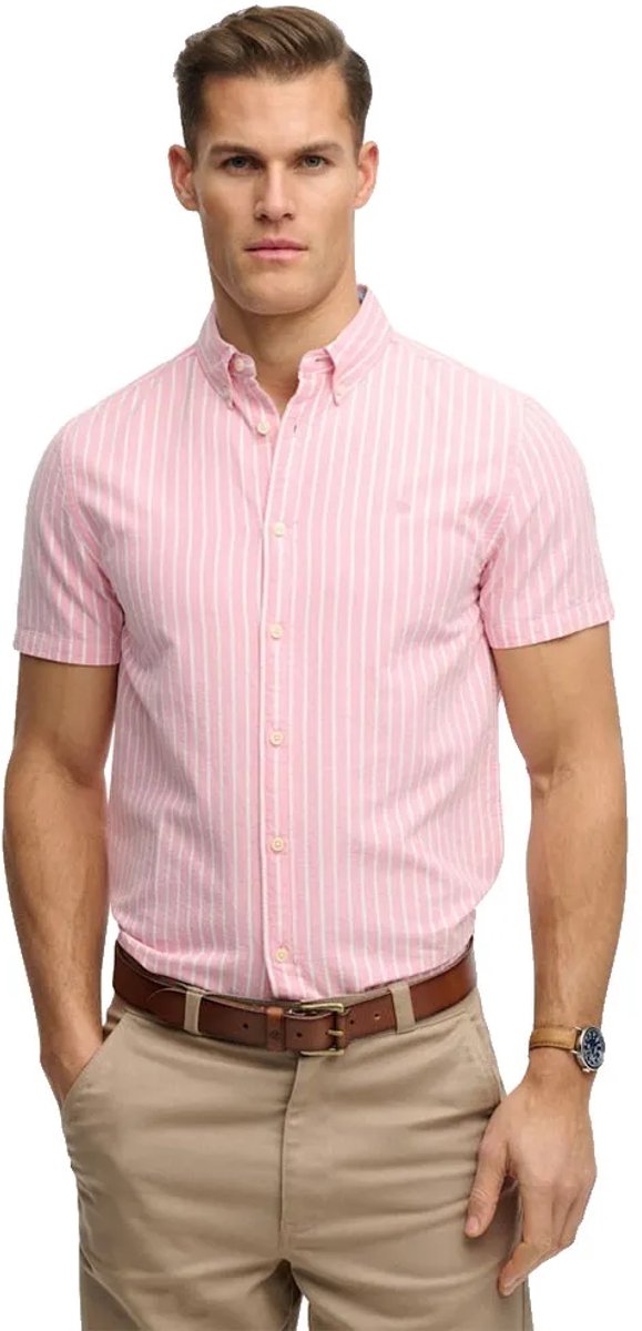 Superdry Preppy Oxford Overhemd Met Korte Mouwen XL Man Koraal